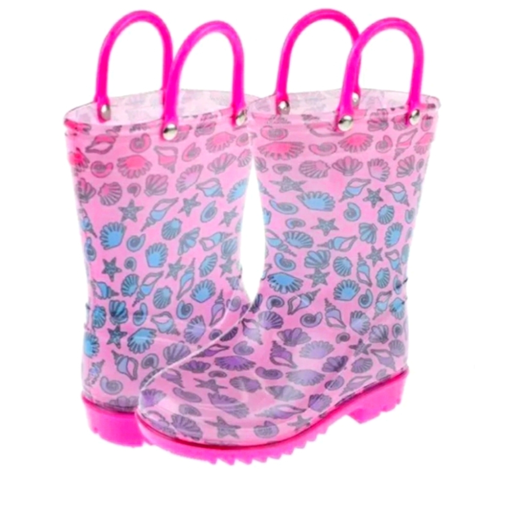 CAPELLI OF NEW YORK Ombré Seashells Print Rainboot In Bright Pink
